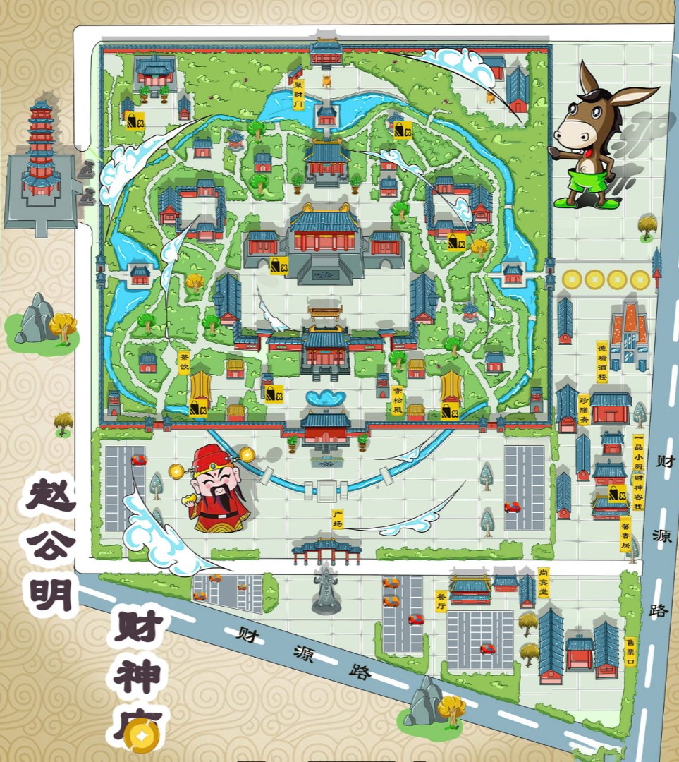 禹州寺庙类手绘地图